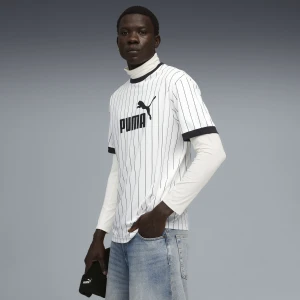 PUMA Męska koszulka Essentials w paski, Akcesoria, Biały,