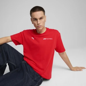 PUMA Męska koszulka F1® ESS+ o luźnym kroju z grafiką, Odzież, Czerwony,