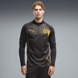 PUMA Męska koszulka na rozgrzewkę Borussia Dortmund z zamkiem 1 / 4, Akcesoria, Czarny