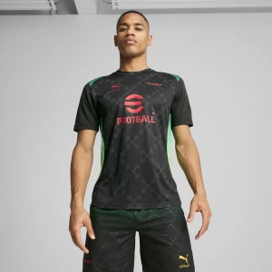 PUMA Męska koszulka przedmeczowa AC MILAN × OFF-Biały™, Odzież, Czarny,
