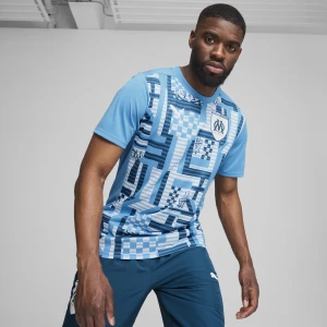 PUMA Męska koszulka przedmeczowa z krótkim rękawem Olympique Marsylia, Odzież, Niebieski,
