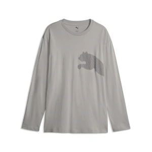 PUMA Męska luźna koszulka Essentials Big Cat Logo z długim rękawem, Odzież, Szary