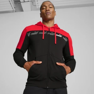 PUMA Męska rozpinana bluza z kapturem Around the Block, Odzież, Czerwony,