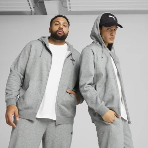 PUMA Męska rozpinana bluza z kapturem Essentials z logo No. 1, Odzież, Szary,