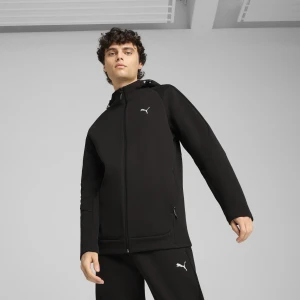 PUMA Męska rozpinana bluza z kapturem EVOSTRIPE, Odzież, Czarny,