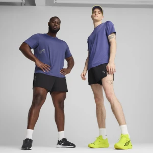 PUMA Męskie dzianinowe szorty do biegania z rozcięciem 3", Odzież, Czarny,