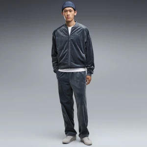 PUMA Męskie luźne welurowe spodnie dresowe Essentials Elevated, Akcesoria, Niebieski