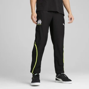 PUMA Męskie spodnie z tkaniny Olympique de Marseille FASTER, Odzież, Czarny,