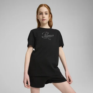 PUMA Młodzieżowa koszulka Essentials Script, Odzież, Czarny,