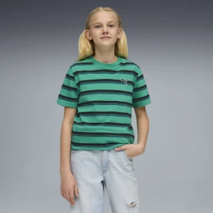 PUMA Młodzieżowa koszulka Essentials w paski, Odzież, Zielony,