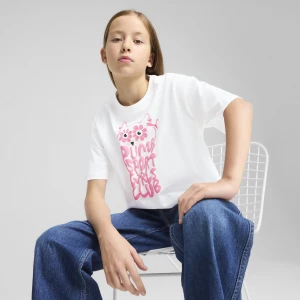PUMA Młodzieżowa koszulka Graphics II o krótkiej długości, Akcesoria, Biały,