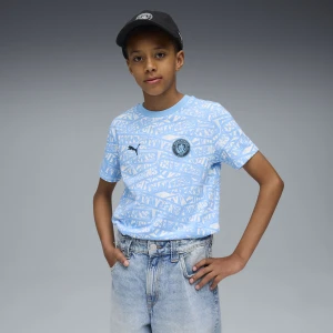 PUMA Młodzieżowa koszulka Manchester City FtblCulture z nadrukiem na całej powierzchni, Odzież, Niebieski,