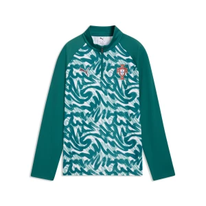 PUMA Młodzieżowa koszulka na rozgrzewkę Portugalii z zamkiem 1/4, Akcesoria, Zielony,