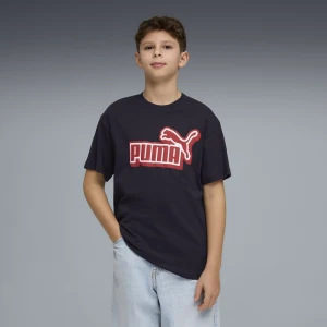 PUMA Młodzieżowa koszulka o luźnym kroju Essentials Logo Lab z grafiką, Odzież, Niebieski,