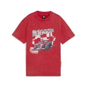 PUMA Młodzieżowa koszulka Scuderia Ferrari Sportswear z grafiką samochodu, Akcesoria, Czerwony,