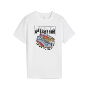 Zdjęcie produktu PUMA Młodzieżowa koszulka z grafiką sneakersów, Odzież, Biały