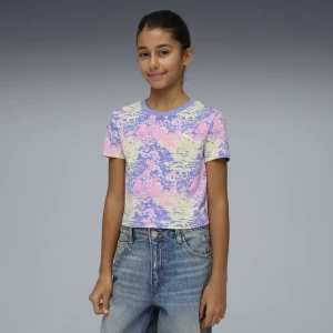 PUMA Młodzieżowa krotka koszulka z nadrukiem, Odzież, Fioletowy,