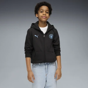PUMA Młodzieżowa kurtka Manchester City FtblEssentials z kapturem, Odzież, Czarny,