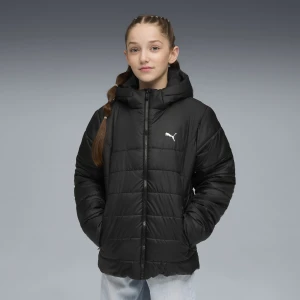 PUMA Młodzieżowa kurtka ocieplana Essentials z kapturem, Odzież, Czarny