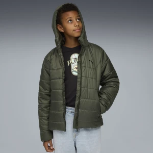 PUMA Młodzieżowa kurtka ocieplana Essentials z kapturem, Odzież, Zielony,