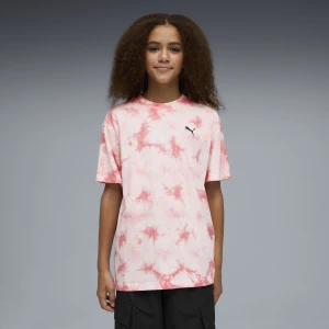 PUMA Młodzieżowa luźna koszulka Essentials z efektem tie-dye, Odzież, Różowy,