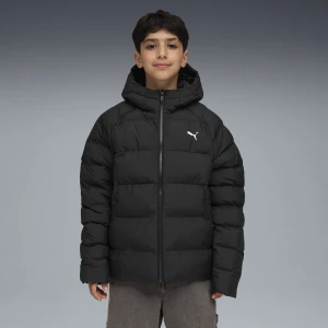 PUMA Młodzieżowa pikowana kurtka z kapturem, Odzież, Czarny,