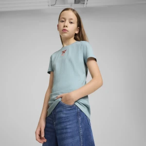 PUMA Młodzieżowa prążkowana koszulka GRAPHICS, Odzież, Zielony,