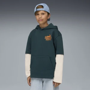 PUMA Młodzieżowa warstwowa bluza z kapturem MID90s, Akcesoria, Zielony,