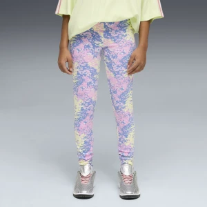 PUMA Młodzieżowe legginsy z wysokim stanem i nadrukiem, Odzież, Fioletowy,