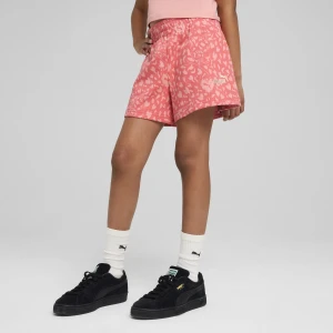 PUMA Młodzieżowe szorty Flaming Love z wysokim stanem, Odzież, Czerwony,