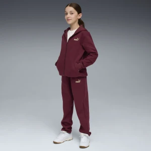 PUMA Młodzieżowy dres z kapturem i metalicznym wykończeniem, Odzież, Czerwony,