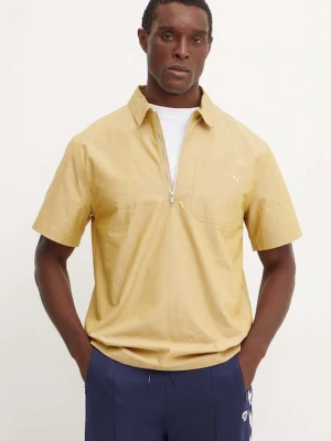 Puma polo bawełniane MMQ kolor żółty gładki 626642