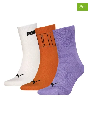 Puma Skarpety (3 pary) w kolorze fioletowo-pomarańczowo-białym rozmiar: 35-38