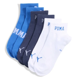 PUMA Skarpety do kostek unisex z logo (3 pary), Odzież, Niebieski,