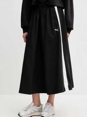 Puma spódnica kolor czarny midi rozkloszowana 633438