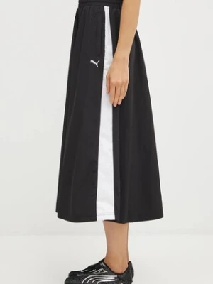 Puma spódnica kolor czarny midi rozkloszowana 633438