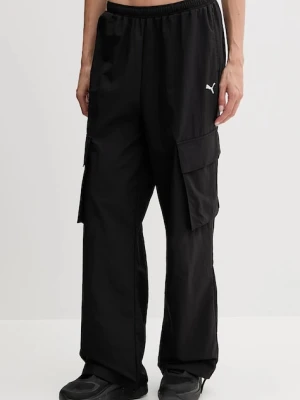 Puma spodnie damskie kolor czarny proste high waist 629756