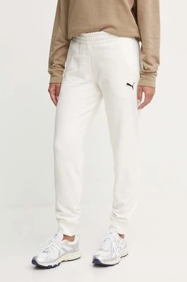 Puma spodnie dresowe bawełniane kolor beżowy gładkie 676805