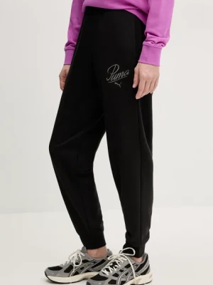 Puma spodnie dresowe damskie kolor czarny gładkie 684985