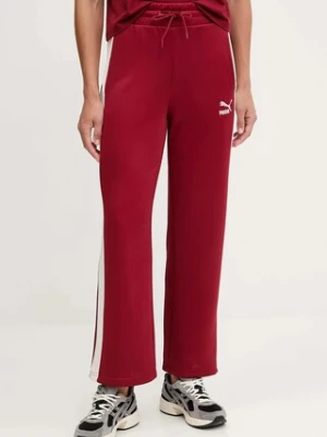 Puma spodnie dresowe Iconic T7 Straight Leg Track Pants kolor bordowy wzorzyste 627996