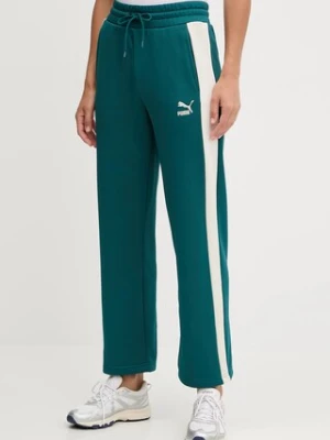 Puma spodnie dresowe Iconic T7 Straight Leg Track Pants kolor zielony wzorzyste 627996