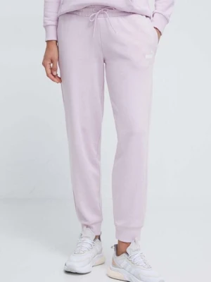 Puma spodnie dresowe kolor fioletowy z nadrukiem 678744