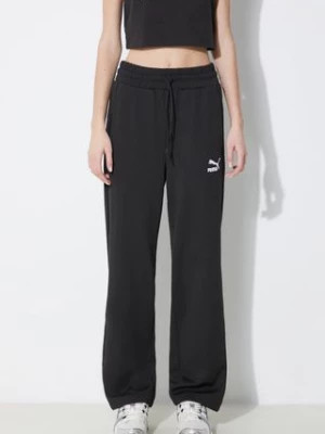 Puma spodnie dresowe T7 High Waist Pant kolor czarny gładkie 624212