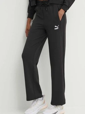 Puma spodnie dresowe T7 High Waist Pant kolor czarny gładkie 624212