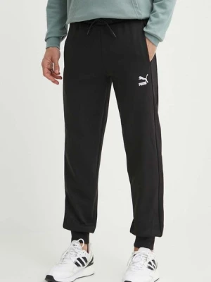 Puma spodnie dresowe T7 kolor czarny gładkie 624329