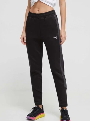 Puma spodnie treningowe Evostripe kolor czarny gładkie