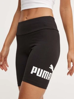 Puma szorty 84834701 damskie kolor czarny z nadrukiem medium waist 84834701