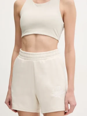 Puma szorty damskie kolor beżowy z aplikacją high waist 684984