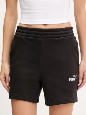 Puma szorty damskie kolor czarny gładkie high waist 682440