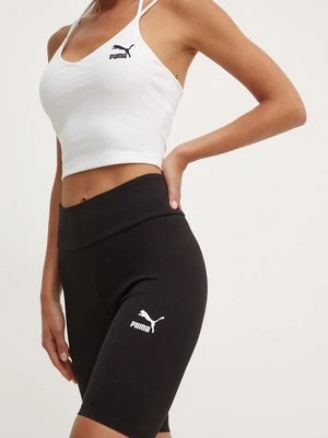 Puma szorty damskie kolor czarny z nadrukiem high waist 530234-01